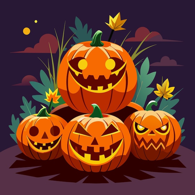 Jack o Lanternes d'Halloween Design d'illustrations vectorielles en couleurs