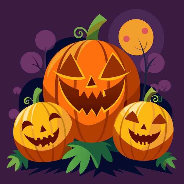 Jack o Lanternes d'Halloween Design d'illustrations vectorielles en couleurs