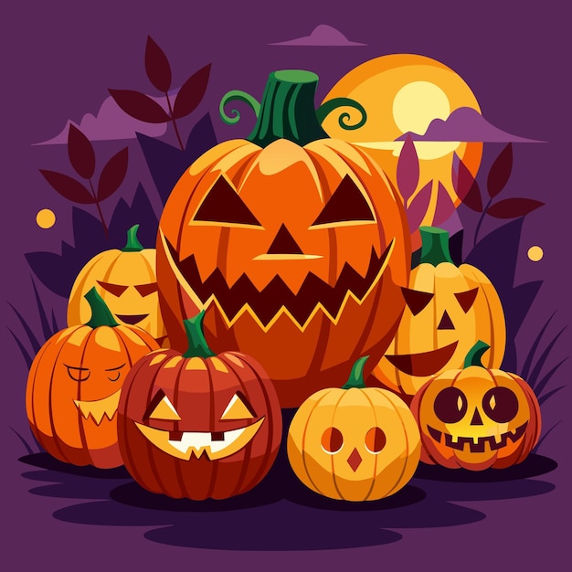 Jack o Lanternes d'Halloween Design d'illustrations vectorielles en couleurs