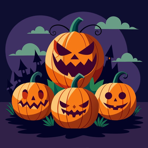 Jack o Lanternes d'Halloween Design d'illustrations vectorielles en couleurs