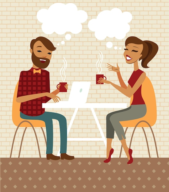 Jeune couple dans un café