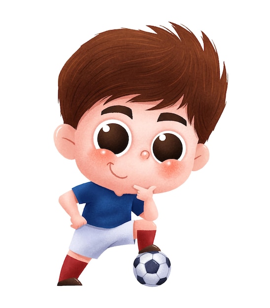 Joueur de football de dessin animé. Enfants de football de dessin animé