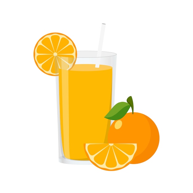 Vecteur jus d&#39;orange plat illustration