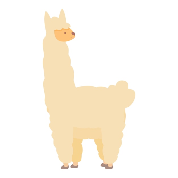 Lama animal icône dessin animé vecteur visage sabot mode fourrure