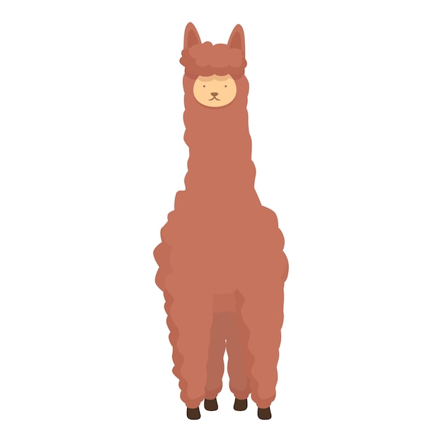 Un lama de dessin animé adorable et simple se tient isolé sur un fond blanc