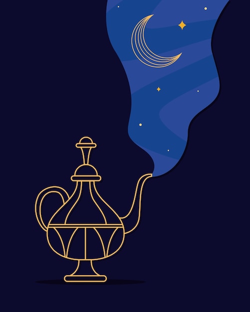 Lampe arabe magique avec lune