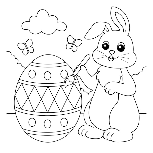 Lapin Peinture Oeuf de Pâques Coloriage pour les enfants