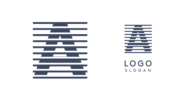 Lettre abstraite un logo avec des lignes horizontales logotype avec effet rayé pour les entreprises créatives