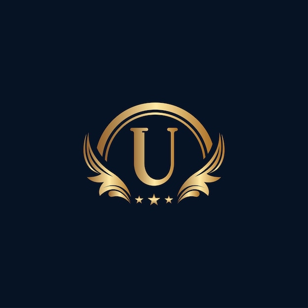 lettre de luxe U logo étoile dorée royale