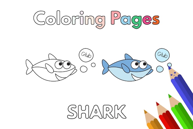 Vecteur livre de coloriage de requin de dessin animé