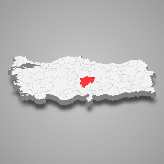 Localisation de la région de Kayseri en Turquie carte 3d