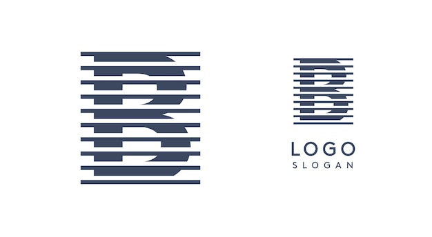 Logo abstrait en lettre b avec des lignes horizontales logotype avec effet rayé pour les entreprises créatives