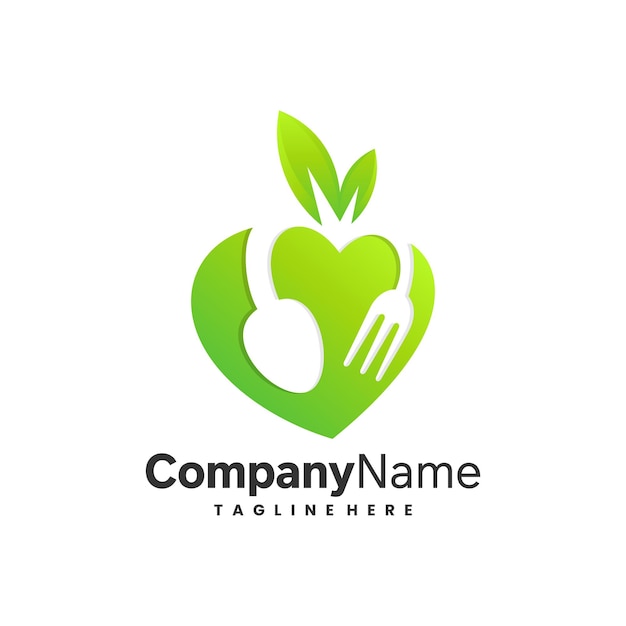 logo alimentaire avec concept d'amour