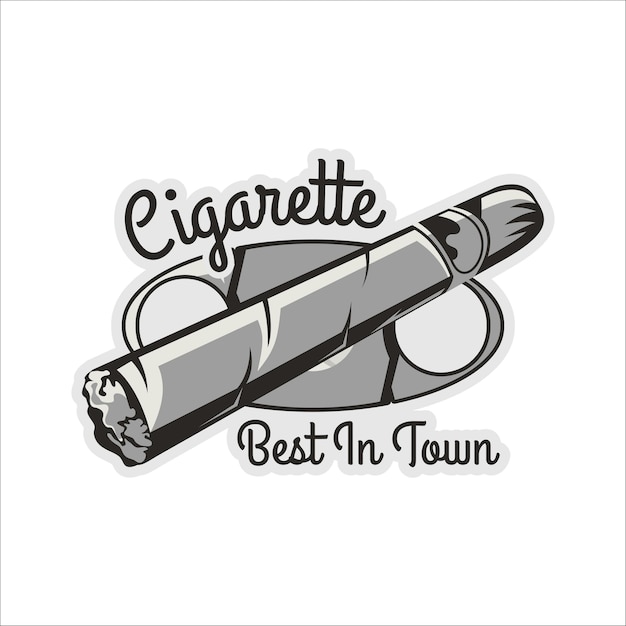 Vecteur logo de cigarette avec style vintage en noir et blanc