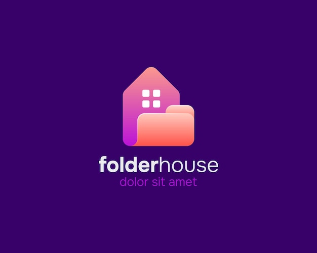 Vecteur logo coloré de la maison flip avec le symbole du dossier