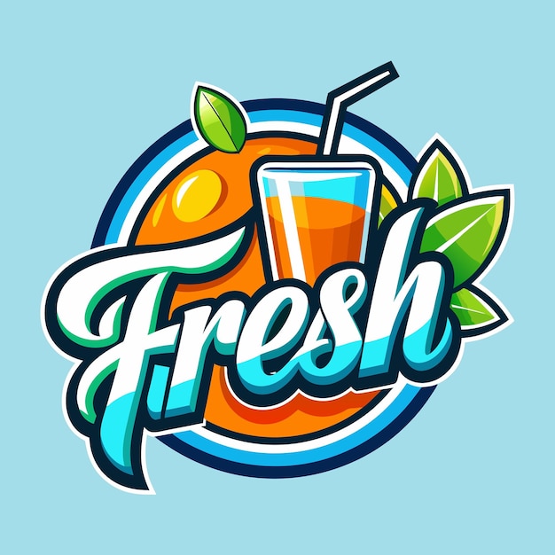 Vecteur un logo coloré pour les oranges fraîches et un verre de jus