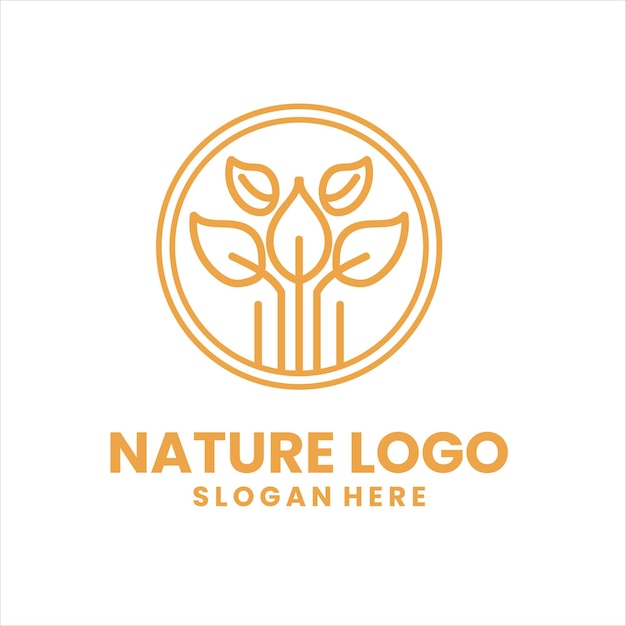 Vecteur logo de dessin au trait nature