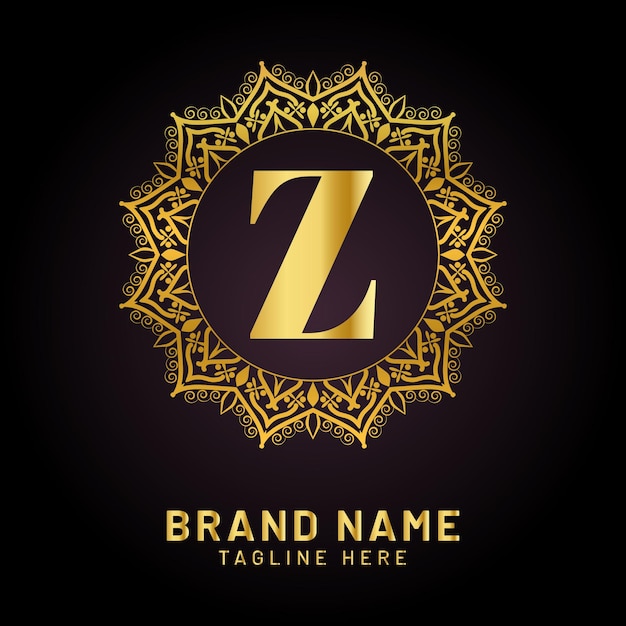 Logo de luxe lettre z avec couleur dorée