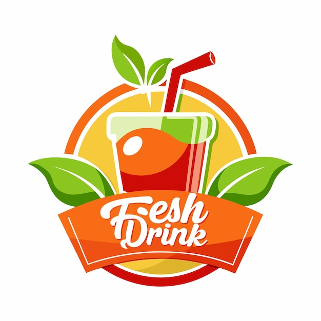 Vecteur un logo pour le jus frais et un verre de jus frais