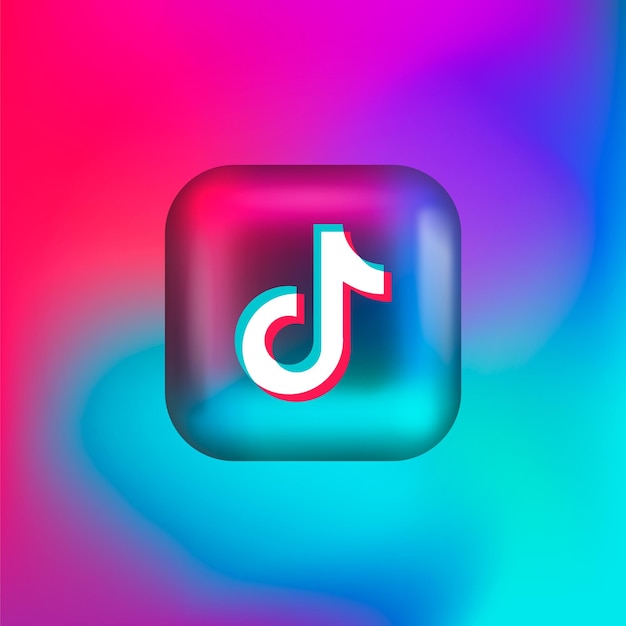 Logo tik tok 3d sur fond dégradé