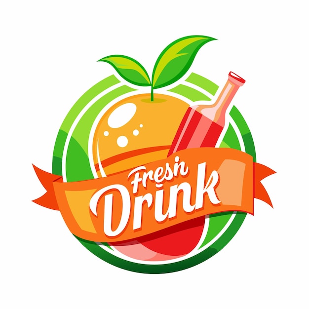 Vecteur un logo vert et orange qui dit jus frais