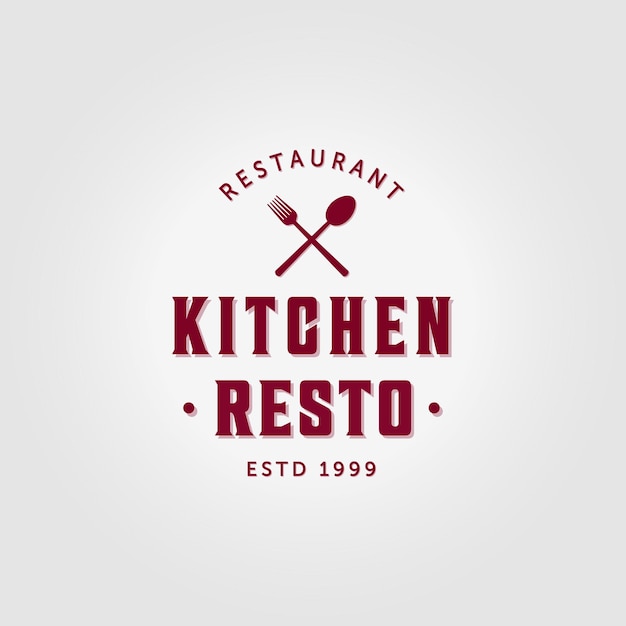 Logotype cuisine resto icône impression vintage vector illustration design cuillère fourchette concept