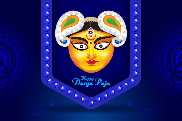 maa durga dans la conception de modèle de fond bleu happy dussehra navratri célébrée happy durga puja