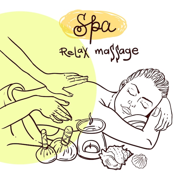 Vecteur massage d'illustration dessiné à la main