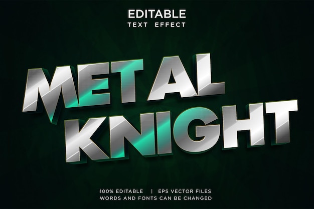 METAL KNIGHT EFFET DE TEXTE MODIFIABLE EFFET DE TEXTE ARGENT MAQUETTE DE TYPOGRAPHIE 3D