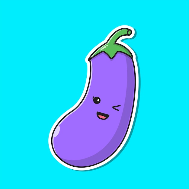 mignon, aubergine, illustration