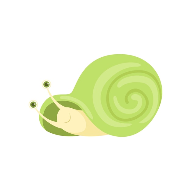 Vecteur mignon petit escargot de jardin avec vecteur de coquille verte illustration isolé sur fond blanc