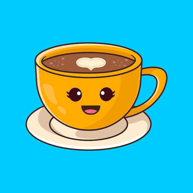 mignon, tasse, de, café, illustration