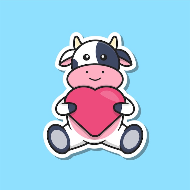 mignon, vache, à, coeur, illustration