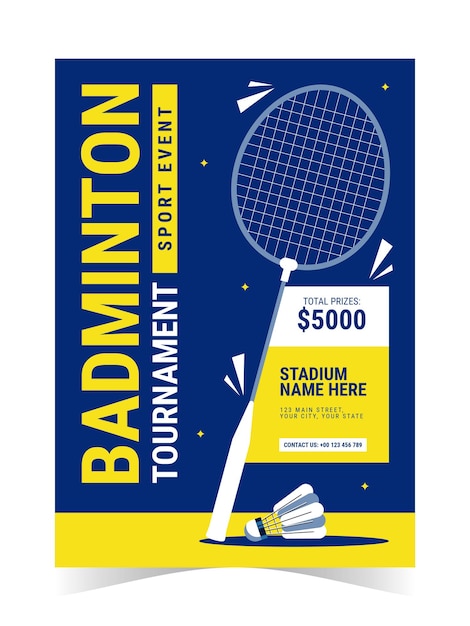 Vecteur modèle d'affiche de tournoi de badminton