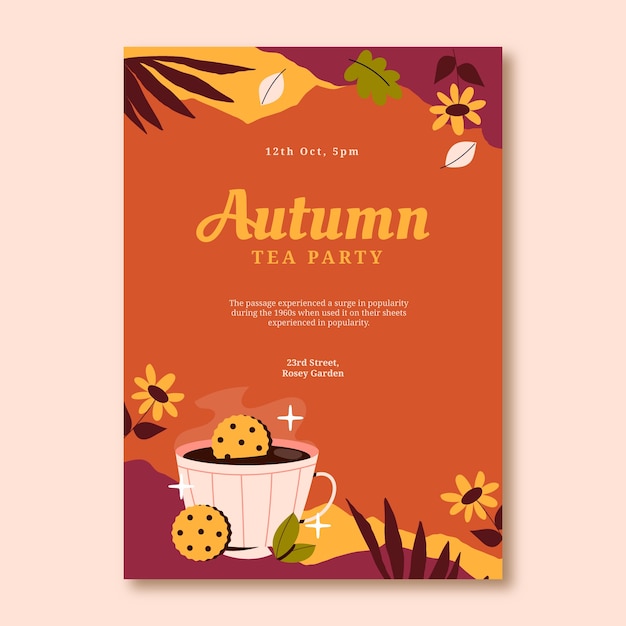 Vecteur modèle d'affiche verticale pour la célébration de la saison d'automne