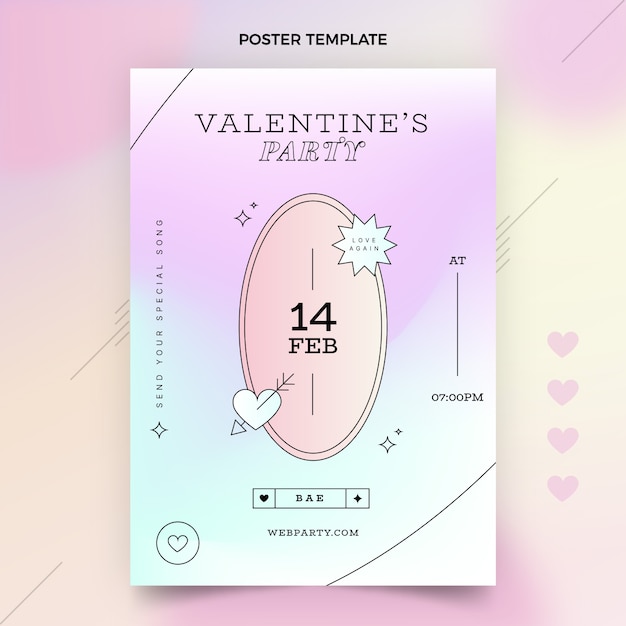 Modèle d'affiche verticale de la saint-valentin dégradé