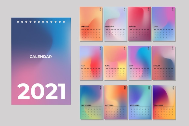 Vecteur modèle de calendrier 2021 illustré