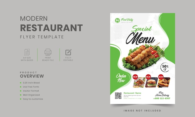 Modèle de conception de flyer et affiche de restaurant