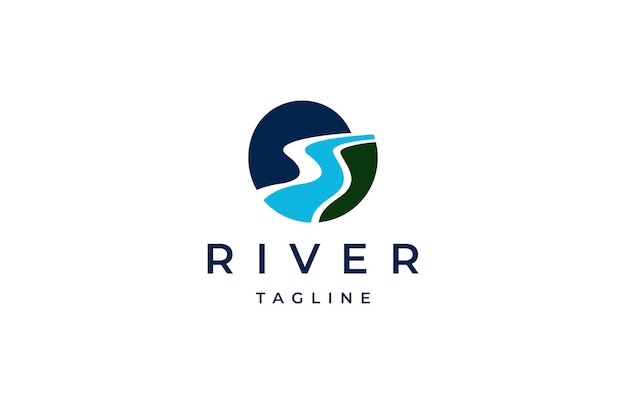 Modèle de conception d'icône de logo de rivière illustration vectorielle plane