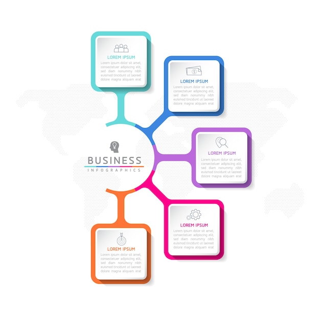 Modèle de conception infographie illustration vectorielle informations marketing avec 5 options ou étapes