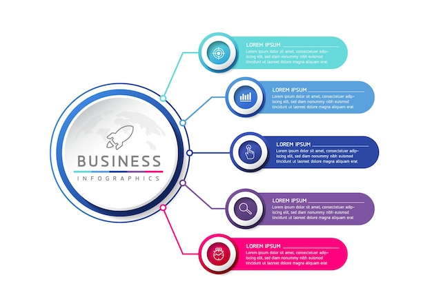 Modèle de conception infographie illustration vectorielle informations marketing avec 6 options ou étapes