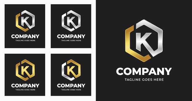 Modèle de conception de logo lettre K avec style de forme géométrique