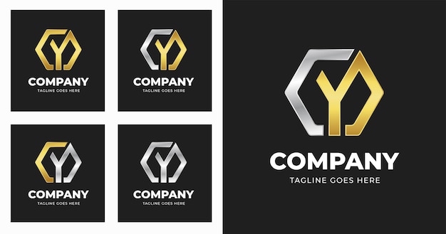 Modèle de conception de logo lettre Y avec style de forme géométrique