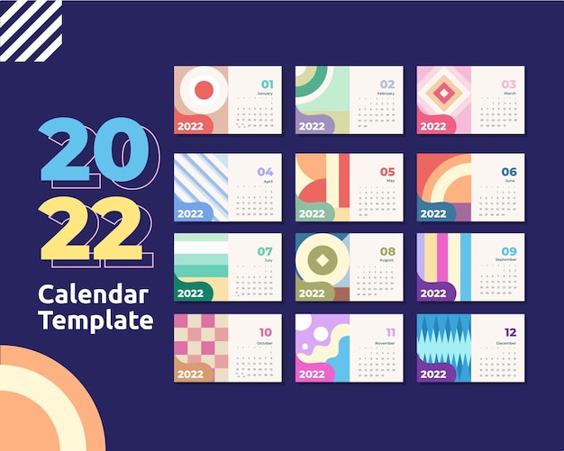 Vecteur modèle de conception de vecteur de calendrier 2022