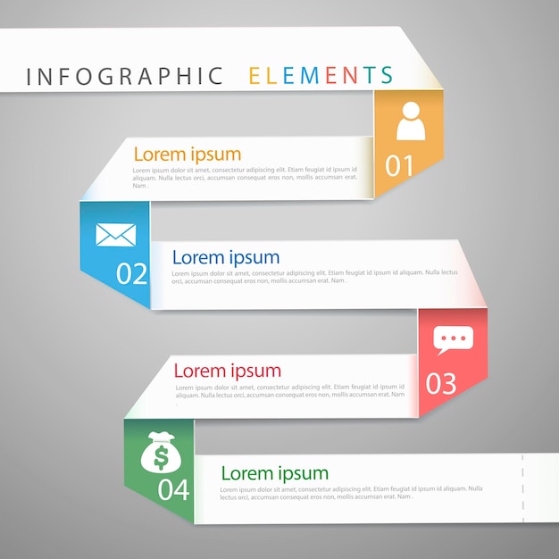 Modèle d'éléments infographiques de concept de pliage de papier moderne