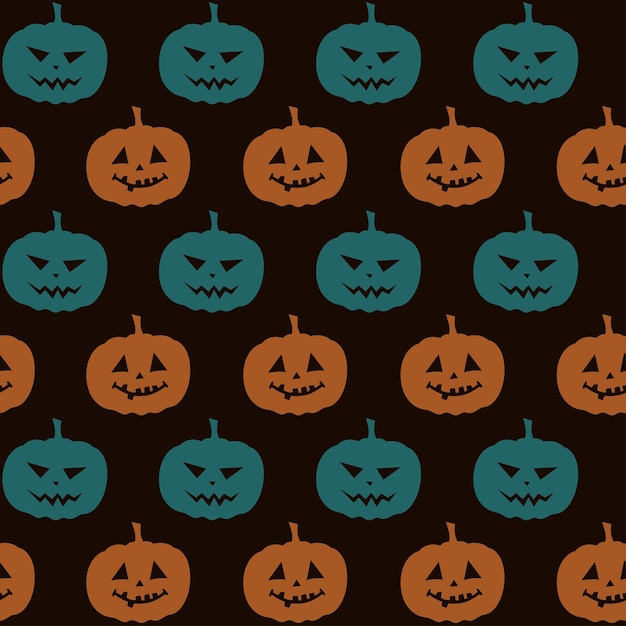 Modèle d'Halloween avec des citrouilles orange et turquoise, modèle sans couture de vecteur