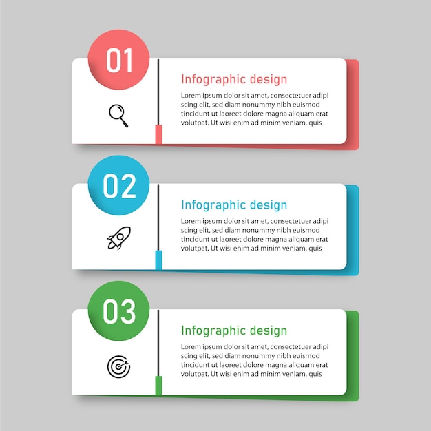 Modèle d'infographie d'entreprise avec 3 options Vecteur Premium