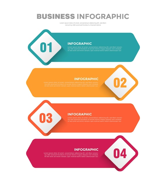 Modèle d'infographie d'entreprise à plat en 4 étapes