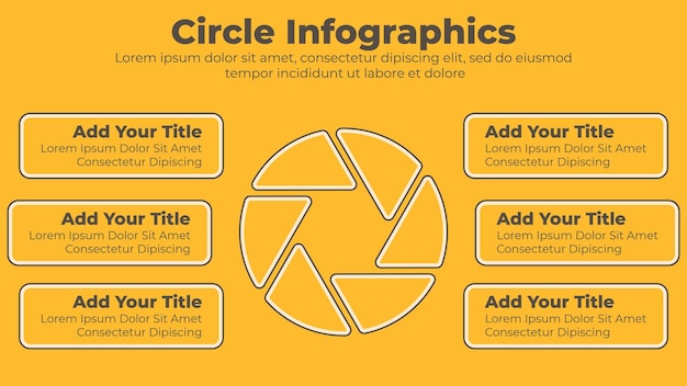 Modèle infographique de cercle créatif en six étapes