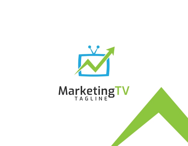 Vecteur modèle de logo marketing tv concept de flèche et de télévision